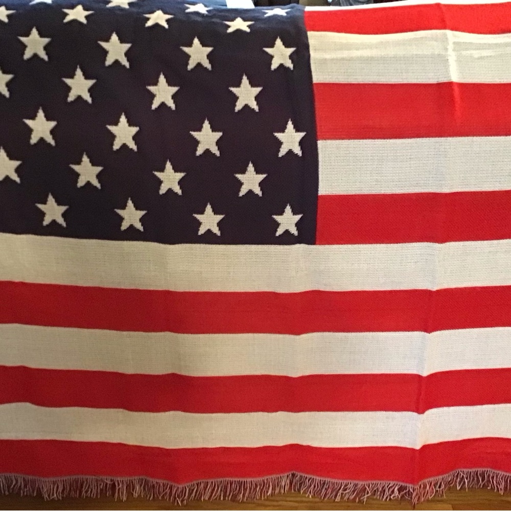 Triple woven American flag throw.